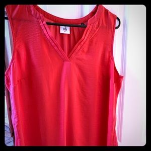 Poppy red silky sleeveless blouse